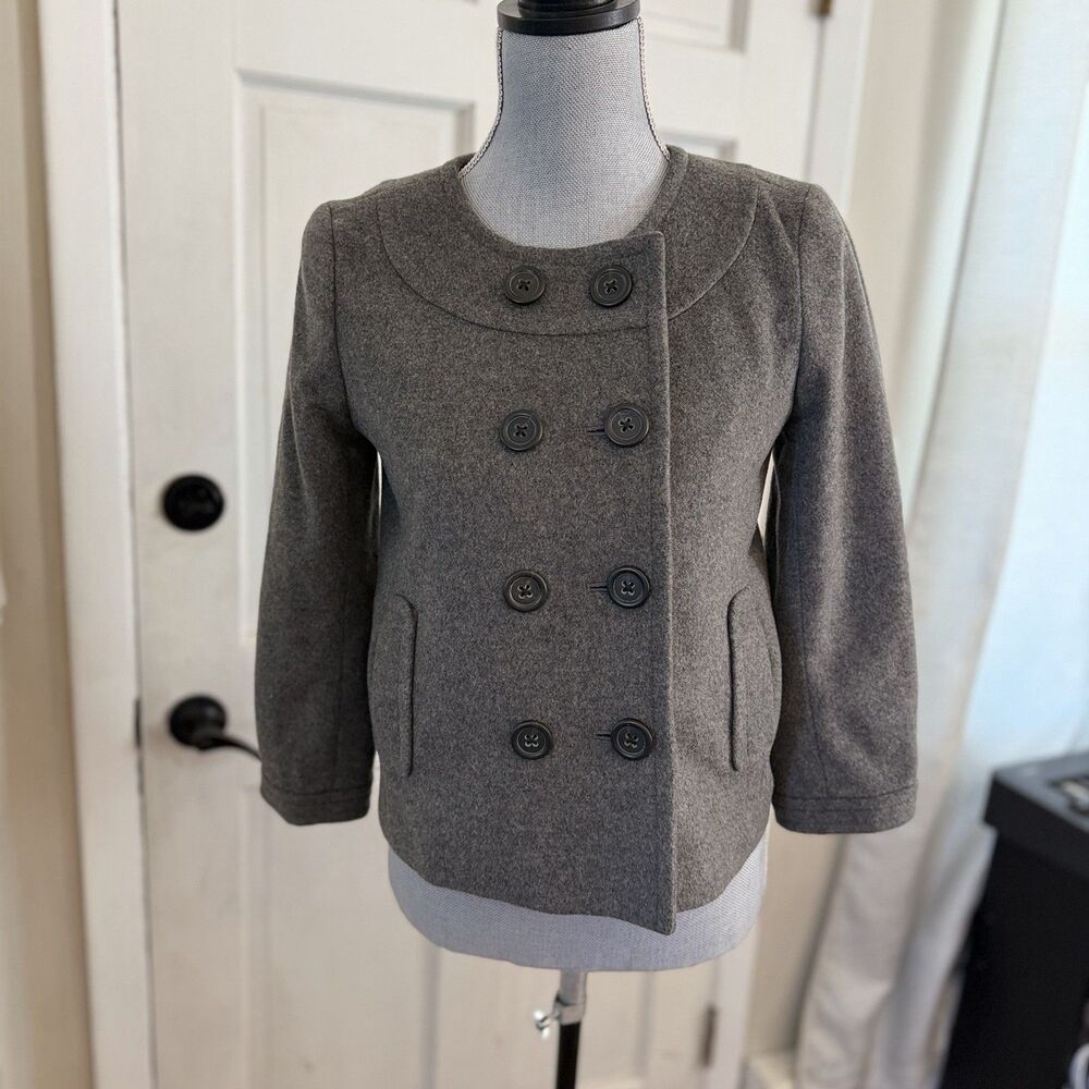 J.Crew Women’s Size 2 Wool Cashmere Gray Cropped Double Breasted Jacket Blazer